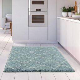 THE RUGS Moroccan Soft High Pile Shaggy Zigzag Rugs & Runners Living Room in Duck Egg Blue - Size: 80 cm x 150 cm - thumbnail 6