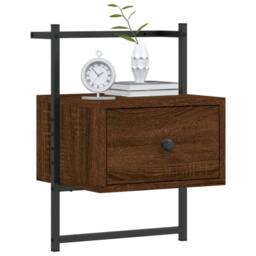 Berkfield Home Decorative Bedside Cabinet Wall-mounted Brown Oak 35x30x51 cm Eng - Size: 35 x 30 x 51 cm - thumbnail 4