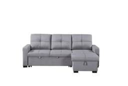 SquareBoxx Veda Chaise Linen Sofa Bed in Light Grey - thumbnail 4