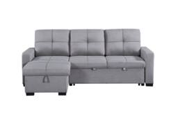 SquareBoxx Veda Chaise Linen Sofa Bed in Light Grey - thumbnail 3