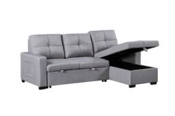 SquareBoxx Veda Chaise Linen Sofa Bed in Light Grey - thumbnail 8