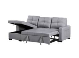 SquareBoxx Veda Chaise Linen Sofa Bed in Light Grey - thumbnail 9