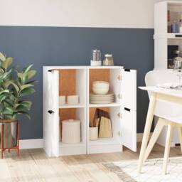 Berkfield Home Sideboards 2 pcs White 30x30x70 cm Engineered Wood - Size: 30 x 30 x 70 cm - thumbnail 3