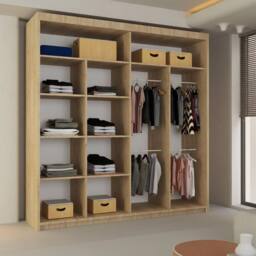 Sliding Wardrobes 4U Modern Double Door Sliding Wardrobe W203cm x H217cm x D62cm in Light Oak - thumbnail 4