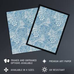 "Artery8 Marigold Flower Blue Vintage Wall Art Print William Morris - Size: W12"" x H16""" - thumbnail 2