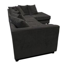 Furnishings For Less UK Casper Chenille Large 5 Seater L Shaped Corner Sofa Right Hand Facing in Black - thumbnail 8