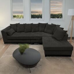 Furnishings For Less UK Casper Chenille Large 5 Seater L Shaped Corner Sofa Right Hand Facing in Black - thumbnail 7