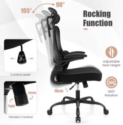 Gymax Mesh Office Chair High Back Swivel Chair With Lumbar Support Headrest in Black - thumbnail 6