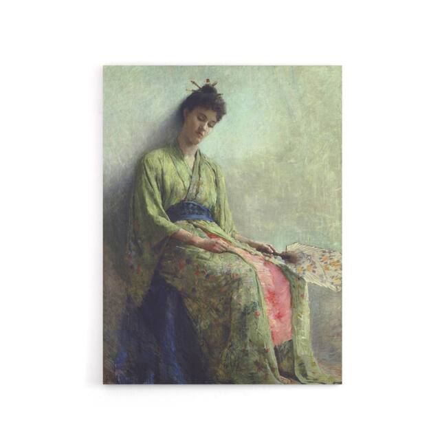 "Artery8 Frank Edwin Scott Somnolence Sleeping Woman Portrait Canvas Art Print in Green - Size: W12"" x H16""" - image 1