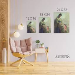 "Artery8 Frank Edwin Scott Somnolence Sleeping Woman Portrait Canvas Art Print in Green - Size: W12"" x H16""" - thumbnail 4
