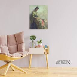 "Artery8 Frank Edwin Scott Somnolence Sleeping Woman Portrait Canvas Art Print in Green - Size: W12"" x H16""" - thumbnail 3
