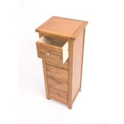 Cabinet Bits Trivento 5 Drawer Narrow Chest of Drawers Chrome Knob in Natural - thumbnail 4