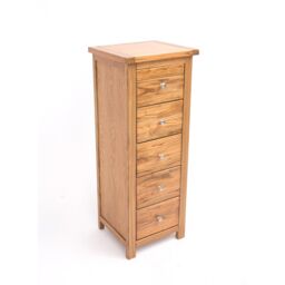 Cabinet Bits Trivento 5 Drawer Narrow Chest of Drawers Chrome Knob in Natural - thumbnail 3