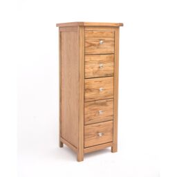 Cabinet Bits Trivento 5 Drawer Narrow Chest of Drawers Chrome Knob in Natural - thumbnail 2