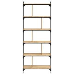 Berkfield Home Decorative Bookcase 6-Tier Sonoma Oak 76x32x192 cm Engineered Wood in Brown - Size: 76 x 32 x 192 cm - thumbnail 4