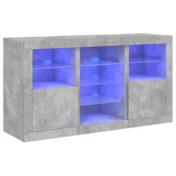Berkfield Home Sideboard with LED Lights Concrete Grey 123x37x67 cm - Size: 123 x 37 x 67 cm - thumbnail 1