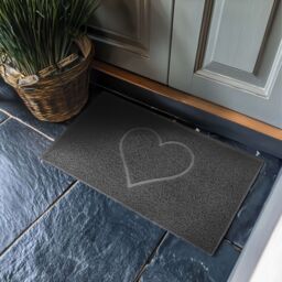 Nicoman Embossed PVC Spaghetti Pressed Heart Doormat in Dark Grey - Size: 90 cm x 60 cm