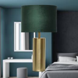 First Choice Lighting Set of 2 Amber - Gold Touch 40cm Table Lamps with Green Velvet Shades - thumbnail 5