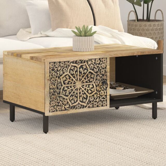 Berkfield Home Coffee Table 80x50x40 cm Solid Wood Mango in Brown - Size: 80 x 50 x 40 cm - image 1