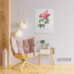 "Artery8 French Rose Botanical Redoute Vintage Canvas Wall Art in White - Size: W18"" x H24""" - thumbnail 3