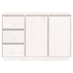 Berkfield Home Sideboard White 111x34x75 cm Solid Wood Pine - Size: 111 x 34 x 75 cm - thumbnail 6