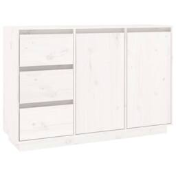 Berkfield Home Sideboard White 111x34x75 cm Solid Wood Pine - Size: 111 x 34 x 75 cm - thumbnail 3