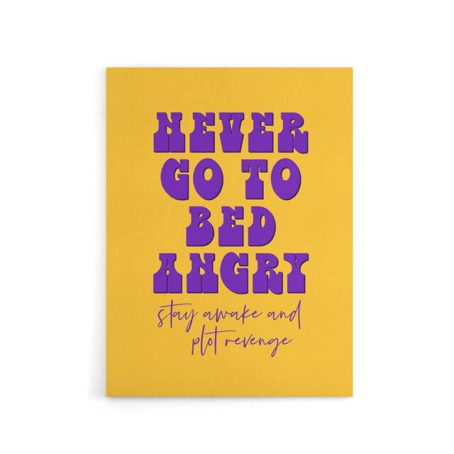 "Artery8 Never Go To Bed Angry Stay Awake Plot Revenge Canvas Wall Art Print in Yellow - Size: W24"" x H32""" - image 1