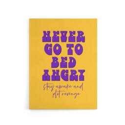 "Artery8 Never Go To Bed Angry Stay Awake Plot Revenge Canvas Wall Art Print in Yellow - Size: W24"" x H32""" - thumbnail 1