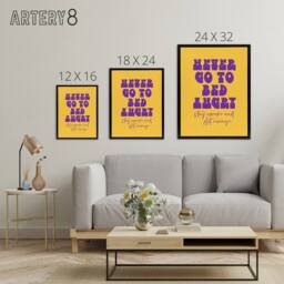 "Artery8 Never Go To Bed Angry Stay Awake Plot Revenge Canvas Wall Art Print in Yellow - Size: W24"" x H32""" - thumbnail 4