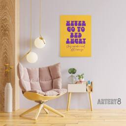 "Artery8 Never Go To Bed Angry Stay Awake Plot Revenge Canvas Wall Art Print in Yellow - Size: W24"" x H32""" - thumbnail 3