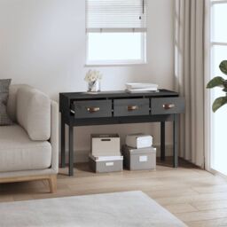 Berkfield Home Console Table Grey 114x40x75 cm Solid Wood Pine - Size: 114 x 40 x 75 cm - thumbnail 6