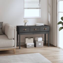 Berkfield Home Console Table Grey 114x40x75 cm Solid Wood Pine - Size: 114 x 40 x 75 cm - thumbnail 1