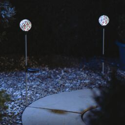 mysmartbuy Solar Mosaic Globe Stake Light - H75 x 9cm Colourful Outdoor Garden Lighting for Borders, Pathway, Patios, Balcony, Lawns - Size: 2 Pack - thumbnail 2