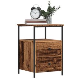 Berkfield Home Bedside Cabinet Old Wood 34x35.5x50 cm Engineered Wood in Brown - thumbnail 1