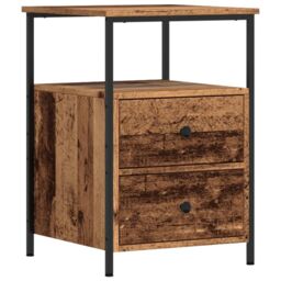 Berkfield Home Bedside Cabinet Old Wood 34x35.5x50 cm Engineered Wood in Brown - thumbnail 2