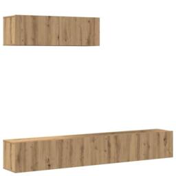 Berkfield Home Classic 3 Piece TV Cabinet Set Wall-mounted Artisan Oak Engineere in Brown - thumbnail 3