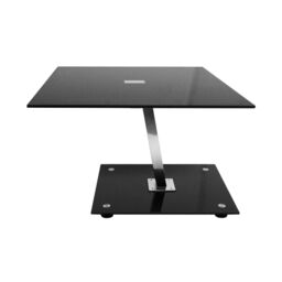 Orsina Sleek Black Tempered Glass Chrome Frame Top End Table, Modern Design Side Table, Durable Glass Corner Table - thumbnail 1