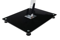Orsina Sleek Black Tempered Glass Chrome Frame Top End Table, Modern Design Side Table, Durable Glass Corner Table - thumbnail 3
