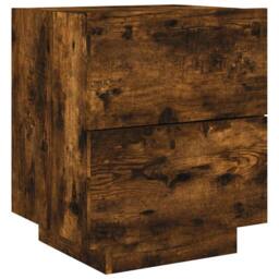Berkfield Home Decorative Bedside Cabinets with LED Lights 2 pcs Smoked Oak Engi in Brown - thumbnail 6