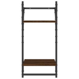 Berkfield Home Beautiful 2-Tier Wall Shelves with Bars 2 pcs Brown Oak 30x25x65 cm - Size: 30 x 25 x 65 cm - thumbnail 5