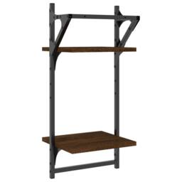 Berkfield Home Beautiful 2-Tier Wall Shelves with Bars 2 pcs Brown Oak 30x25x65 cm - Size: 30 x 25 x 65 cm - thumbnail 7