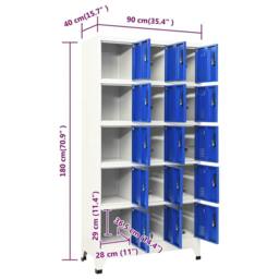 Berkfield Home Locker Cabinet Grey & Blue 90x40x180 cm Steel - Size: 90 x 40 x 180 cm - thumbnail 8