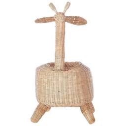 Wyld and Coco Wicker Giraffe Basket Natural Rattan Toy Hamper - thumbnail 3