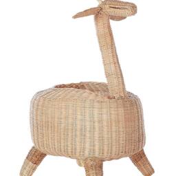 Wyld and Coco Wicker Giraffe Basket Natural Rattan Toy Hamper - thumbnail 2