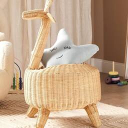 Wyld and Coco Wicker Giraffe Basket Natural Rattan Toy Hamper