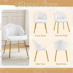 KORVIXA White Velvet Accent Chair, Vanity Chair in Warm White - Size: 100 cm x 100 cm - thumbnail 4