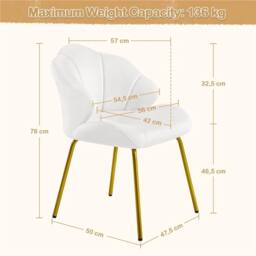 KORVIXA White Velvet Accent Chair, Vanity Chair in Warm White - Size: 100 cm x 100 cm - thumbnail 2
