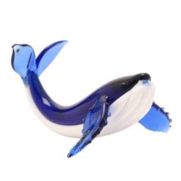 Objets d'Art Miniature Glass Figurine Whale in Blue - thumbnail 1