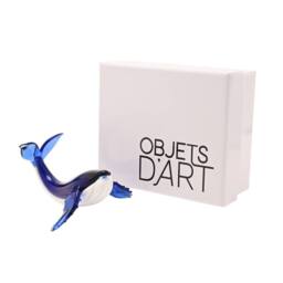 Objets d'Art Miniature Glass Figurine Whale in Blue - thumbnail 5