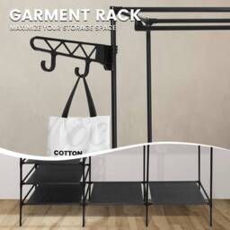Dprodo Three Row Clothes Rack Large Floor Hangers in Black - thumbnail 8